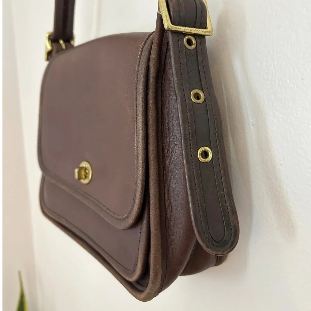 Coach Vintage Brown Leather Ramblers Legacy Crossbody Bag 9061 Brass Turnlock